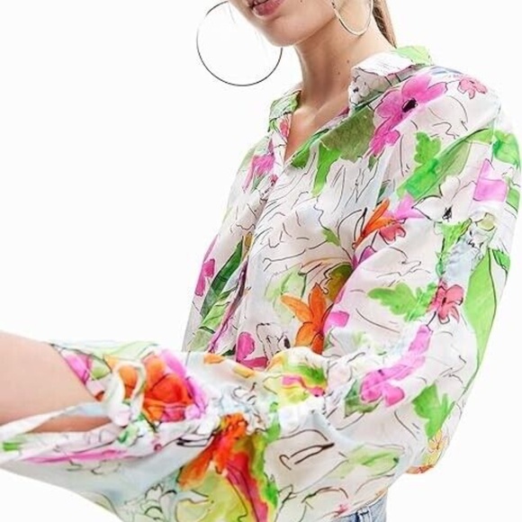 Desigual Women's Crop Top Blouse Floral Medium - Picture 5 of 7